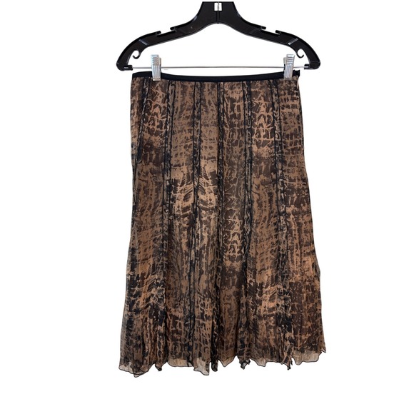 Nic + Zoe Dresses & Skirts - Nic + Zoe Silk‎ Abstract Animal Print Pleated Midi Skirt Brown 2P 90s minimalist